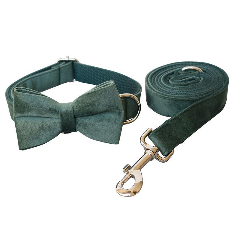 Desmond Collection Emerald Velvet Collar And Leash Set-0