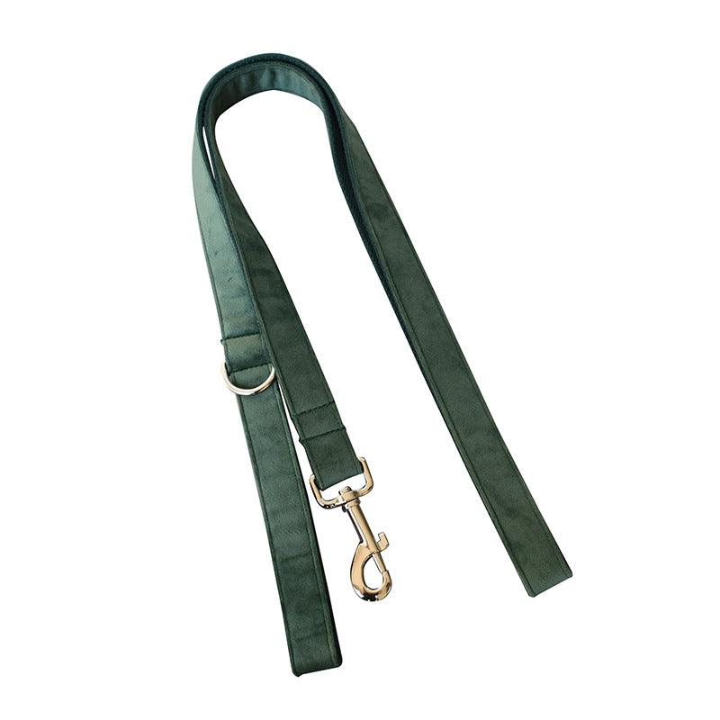 Desmond Collection Emerald Velvet Collar And Leash Set-4
