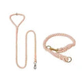 Prescott Collection Coral Rope Leash and Collar Set-0