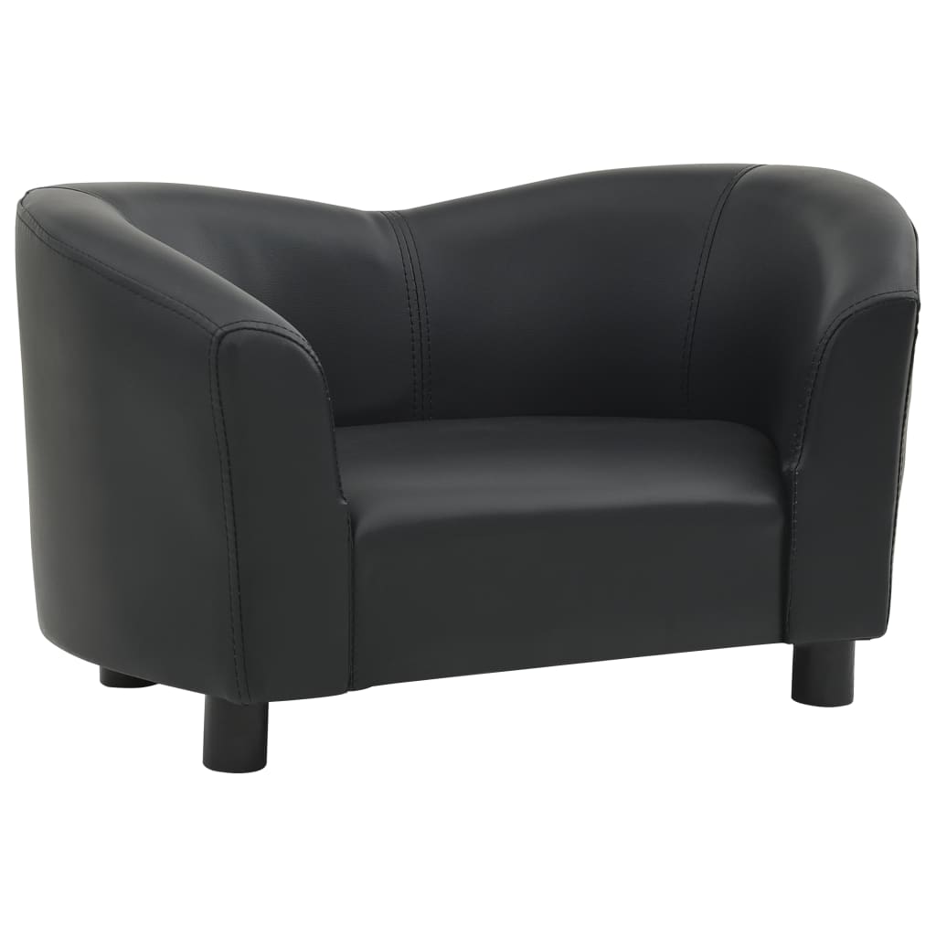 Nirvana Collection Black Faux Leather Dog Sofa-1