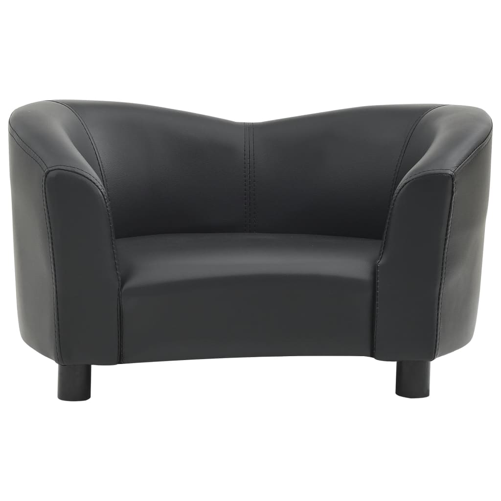 Nirvana Collection Black Faux Leather Dog Sofa-2